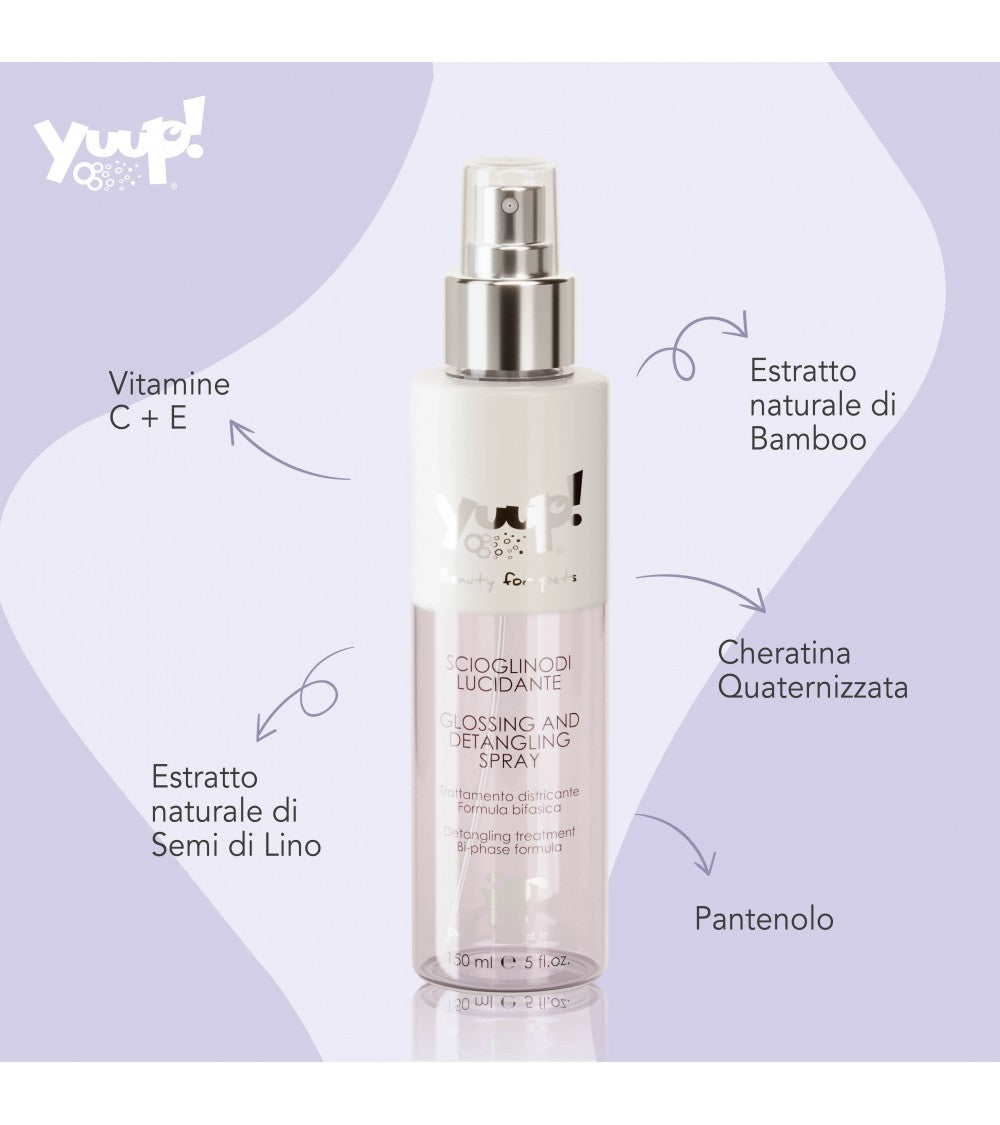 Spray districante Yuup Scioglinodi Lucidante 150 ml per cani e gatti con manto lungo Spray districante Yuup Scioglinodi Lucidante 150 ml per cani e gatti con manto lungo